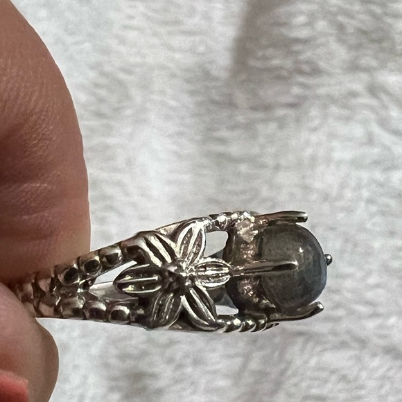 925 silver labradorite floral ring size 8.50 - Picture 8 of 9